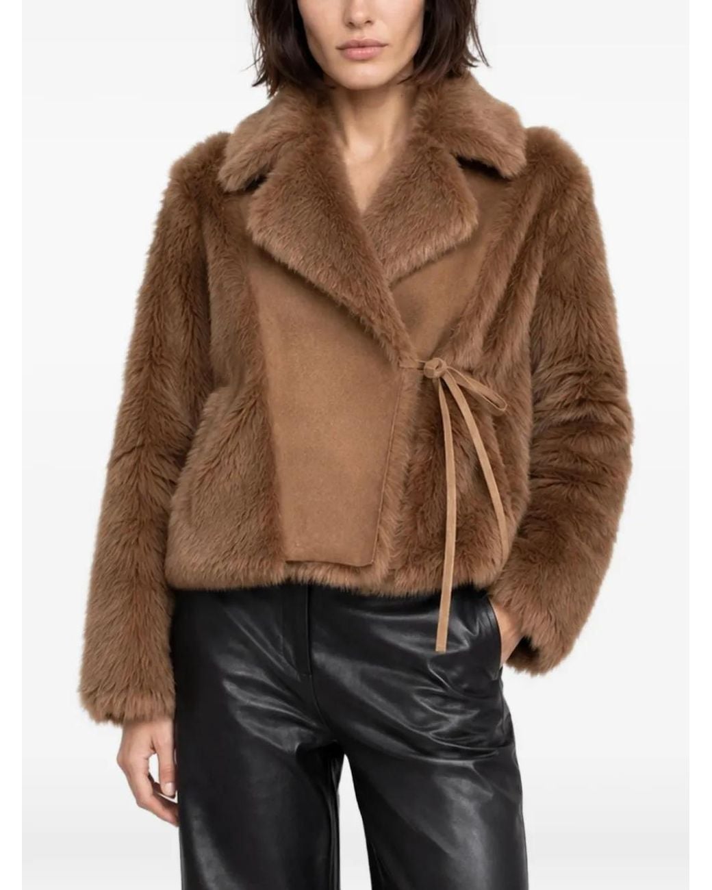 Nour Hammour Brown Verena Reversible Shearling Jacket