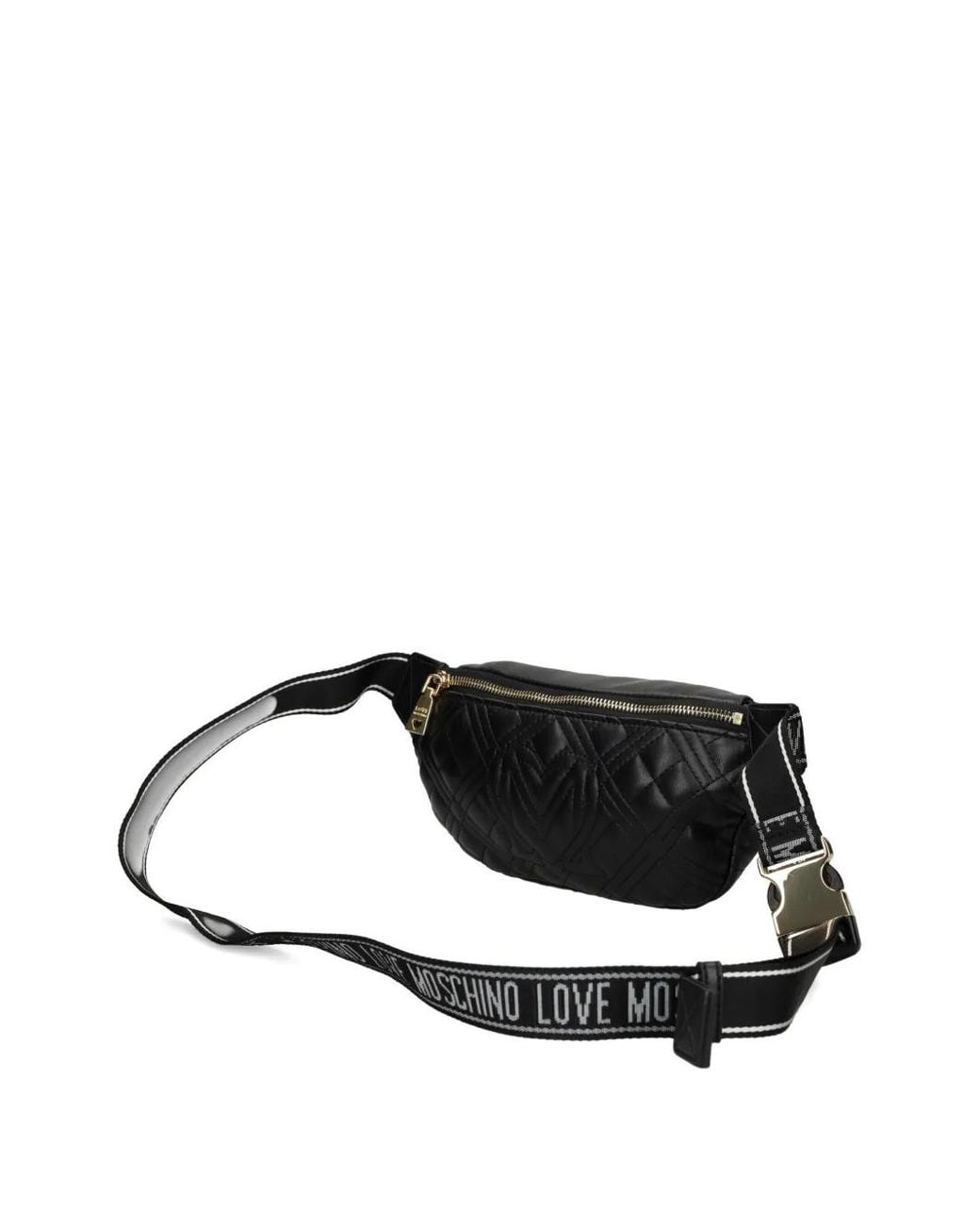 Love Moschino Black Quilted Logo Belt Bag