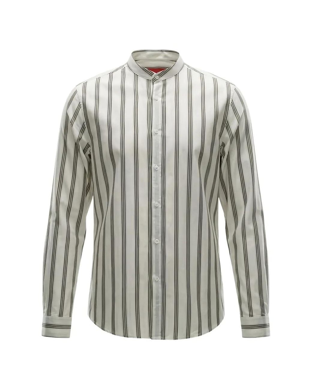 Gianni Lupo White Vertical-Stripe Cotton Shirt for men