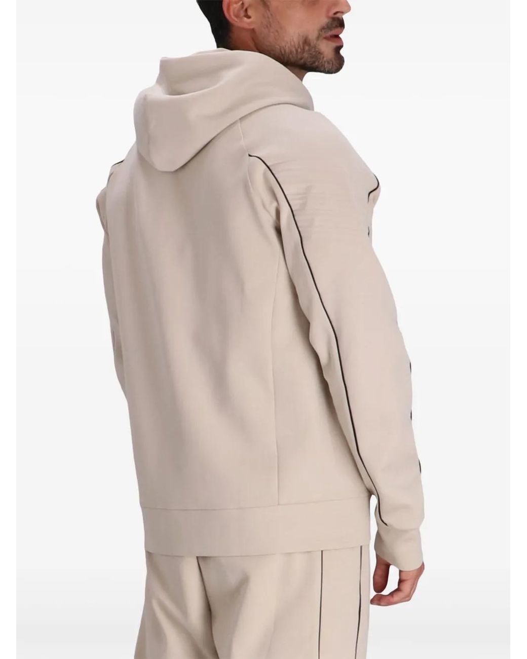 Boss Natural Logo-Print Drawstring Hoodie for men