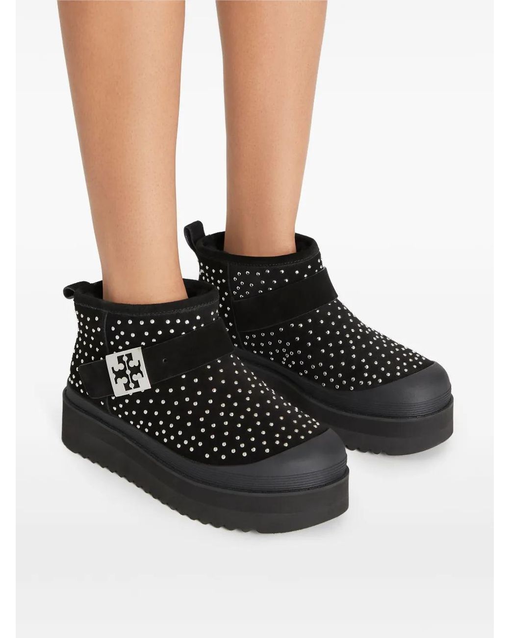 Tory Burch Black Mellow Suede Platform Ankle Boots