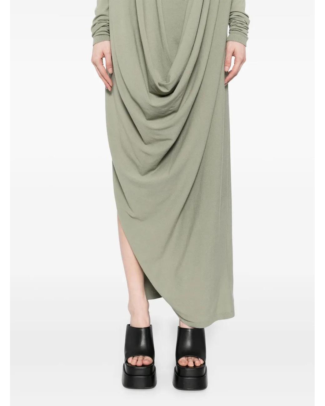 Rick Owens Gray Draped Knitted Dress