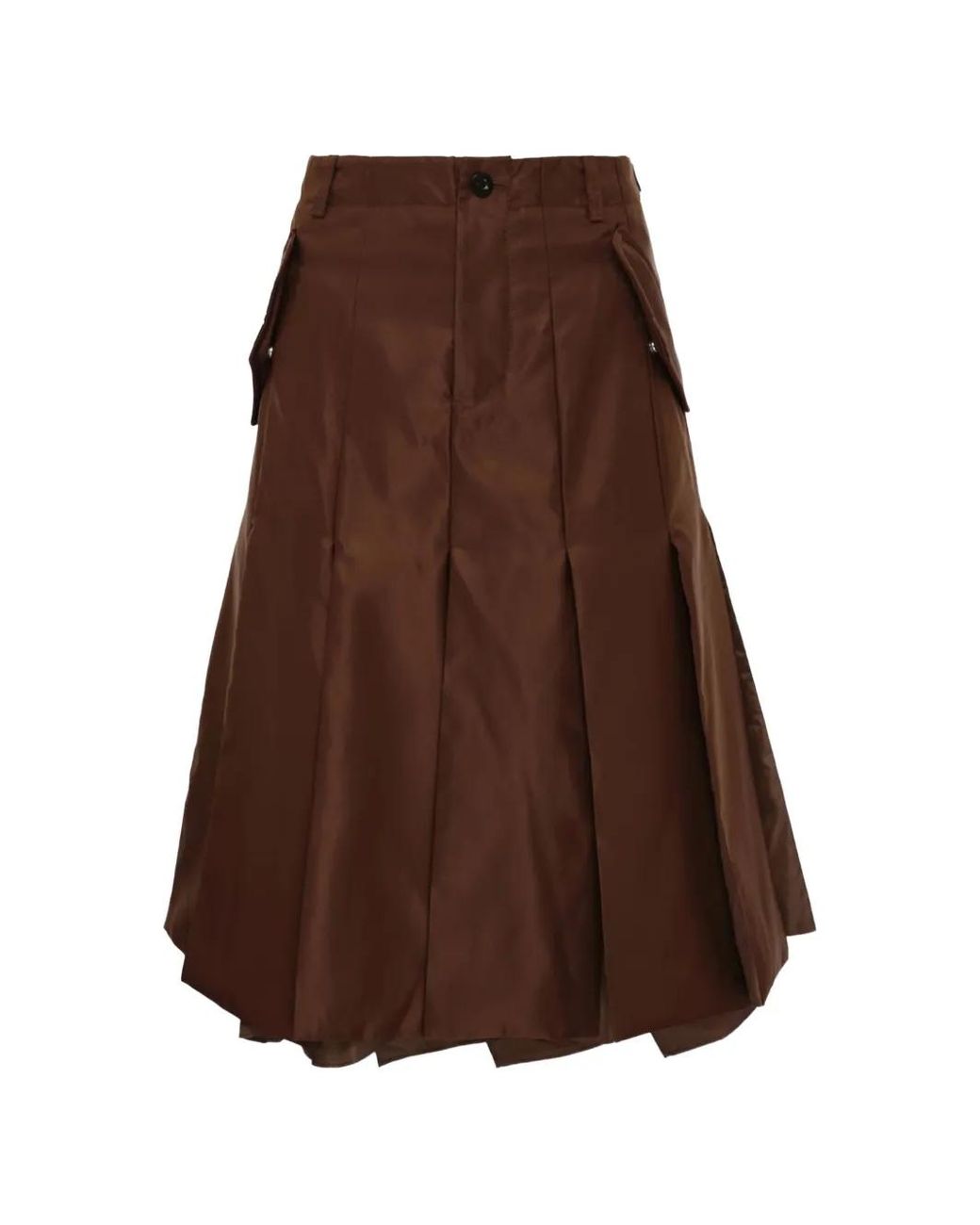 Sacai Brown Nylon Twill Mini Skirt With Adjustable Tabs