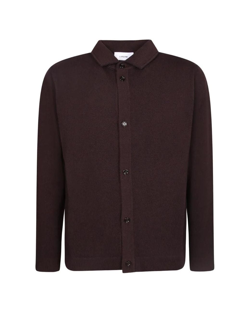 Lardini Brown Cardigan Boutonné À Col Polo for men