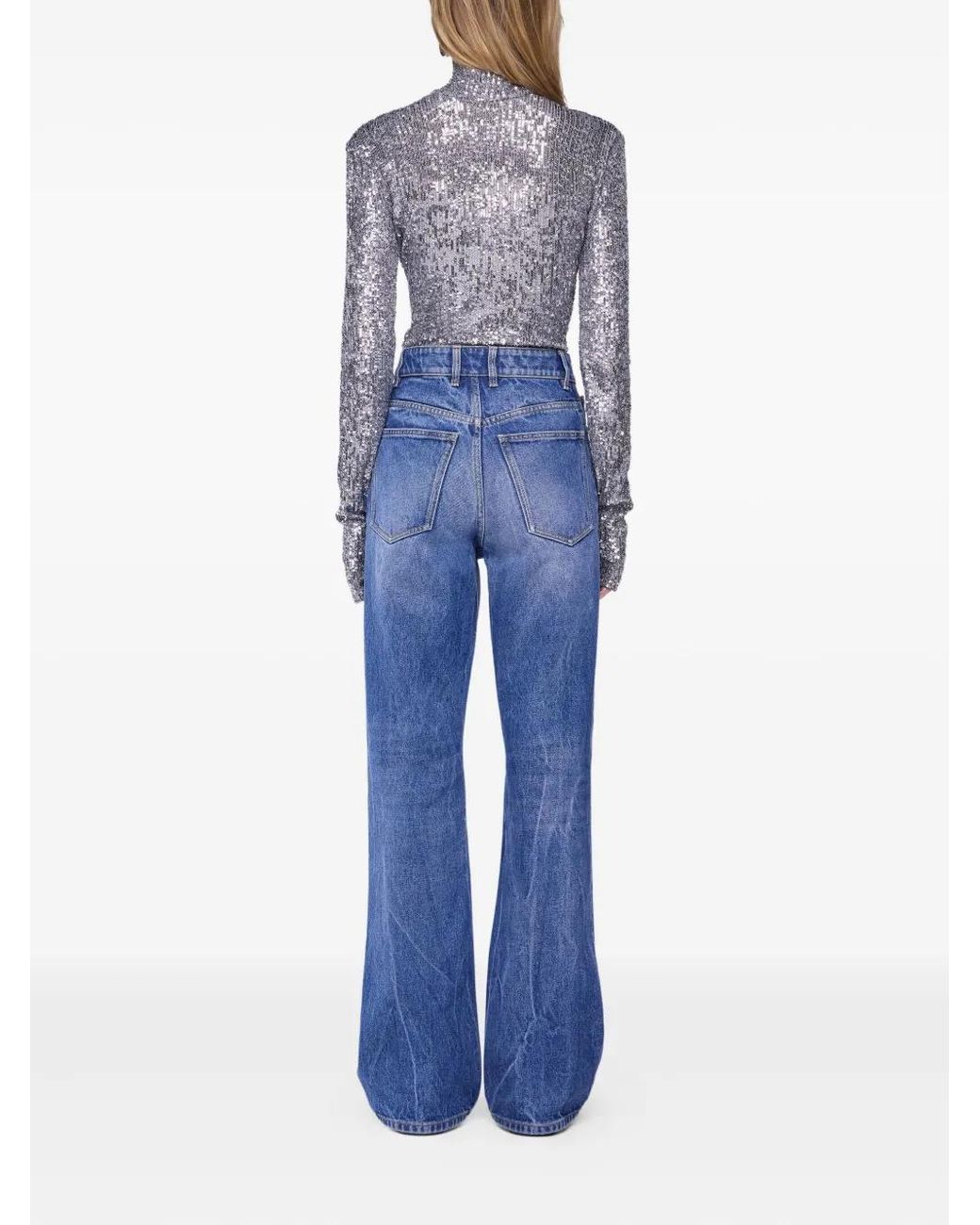 Rabanne Gray Sequinned Turtleneck Top