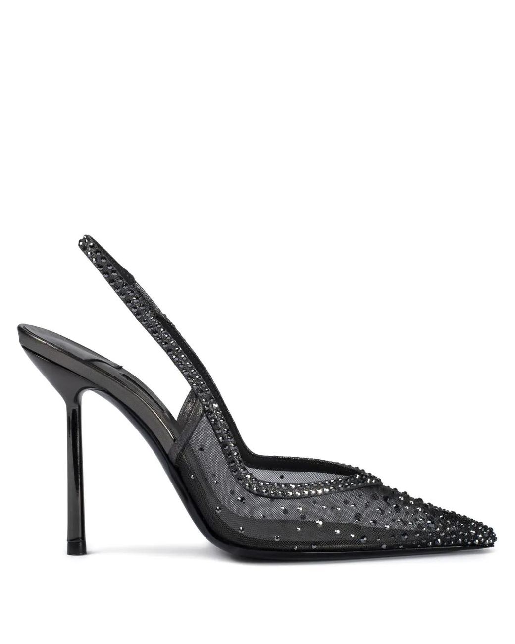 Le Silla Gray 100Mm Nicole Crystal-Embellished Slingback Pumps