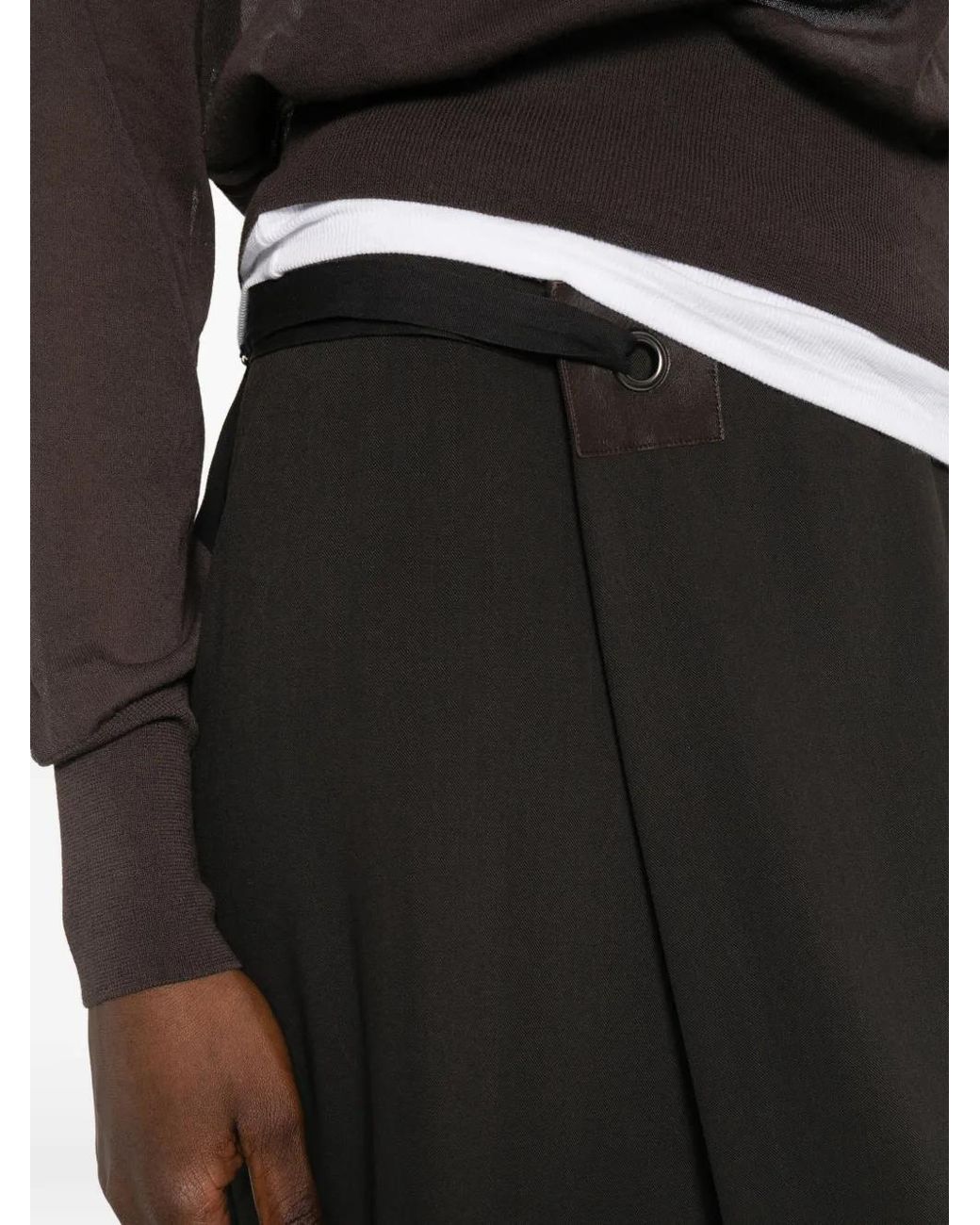 Paloma Wool Black Blont Wrap-Style Front-Slit Midi Skirt