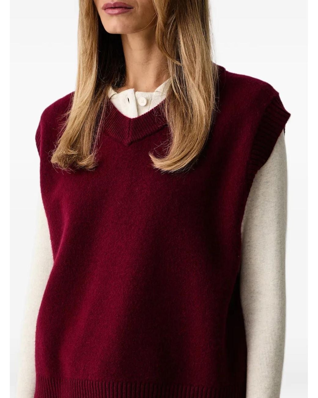 Marc O' Polo Red V-Neck Knitted Vest
