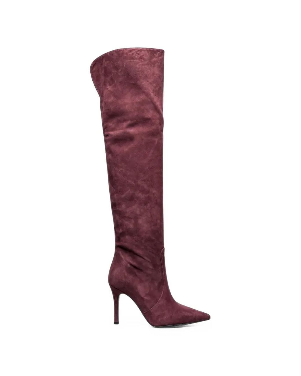 Poche Paris Red Over-The-Knee Pointed-Toe Boots