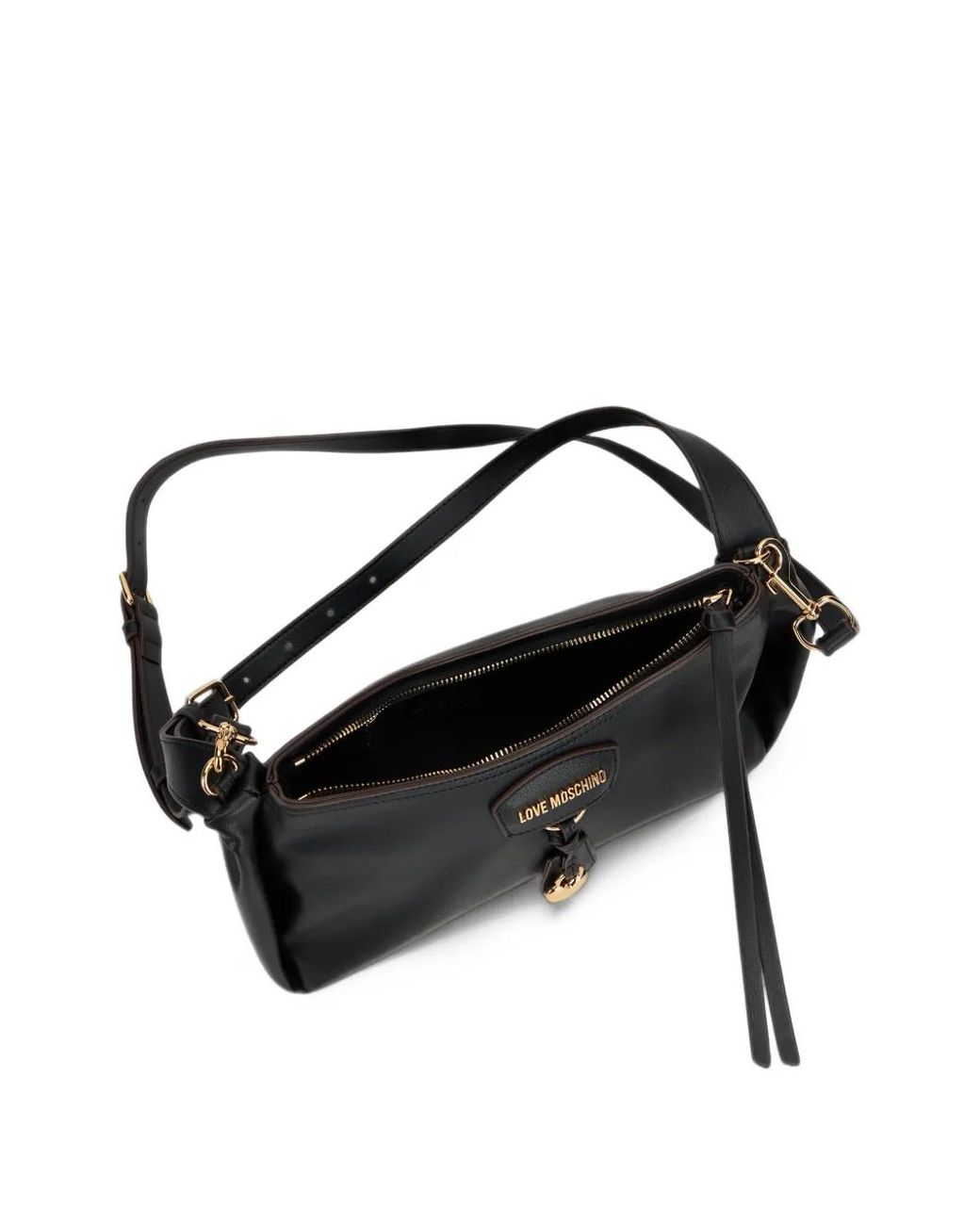 Love Moschino White Heart-Motif Logo-Plaque Shoulder Bag