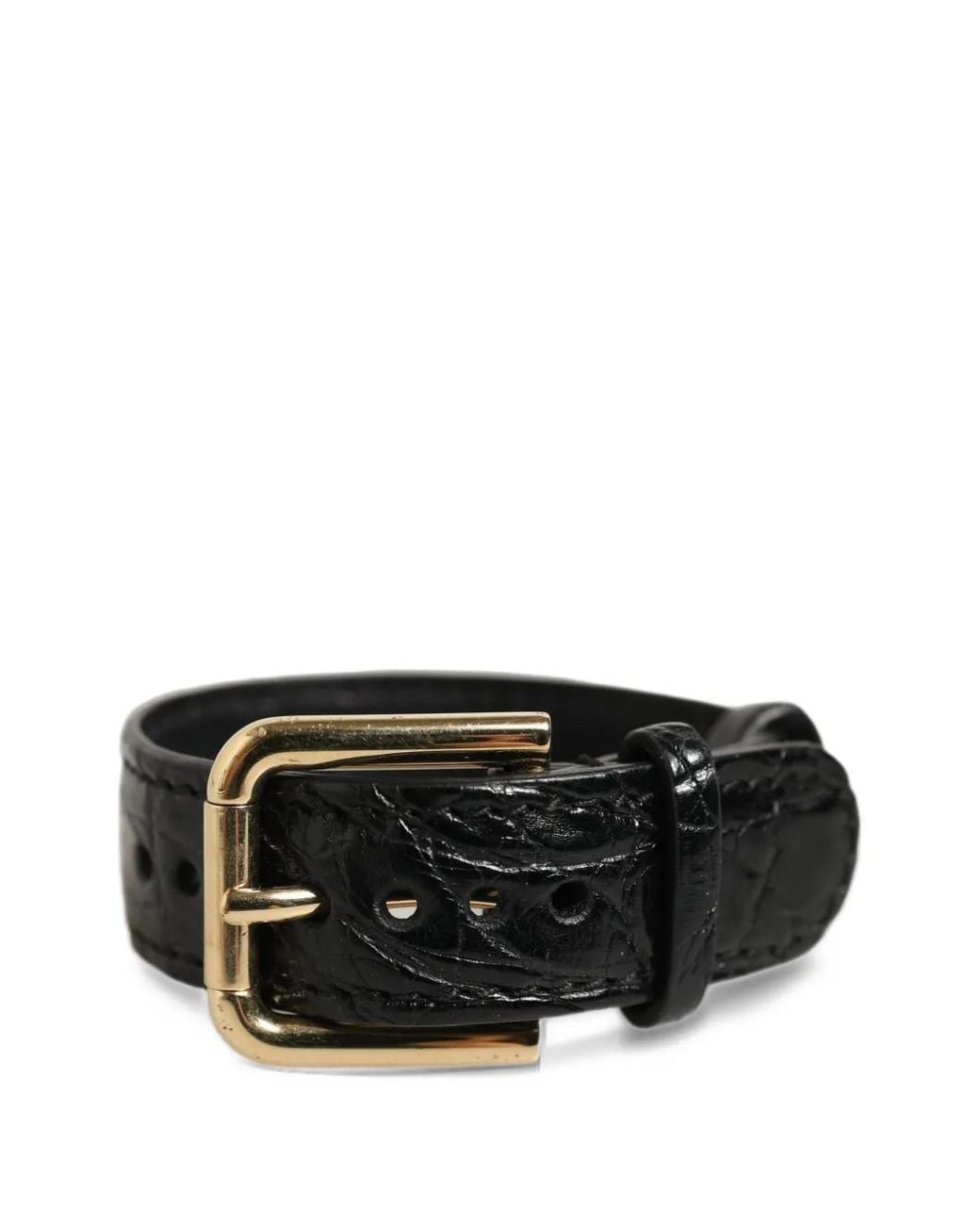 Dolce & Gabbana Black Croc-Effect Buckle Bracelet