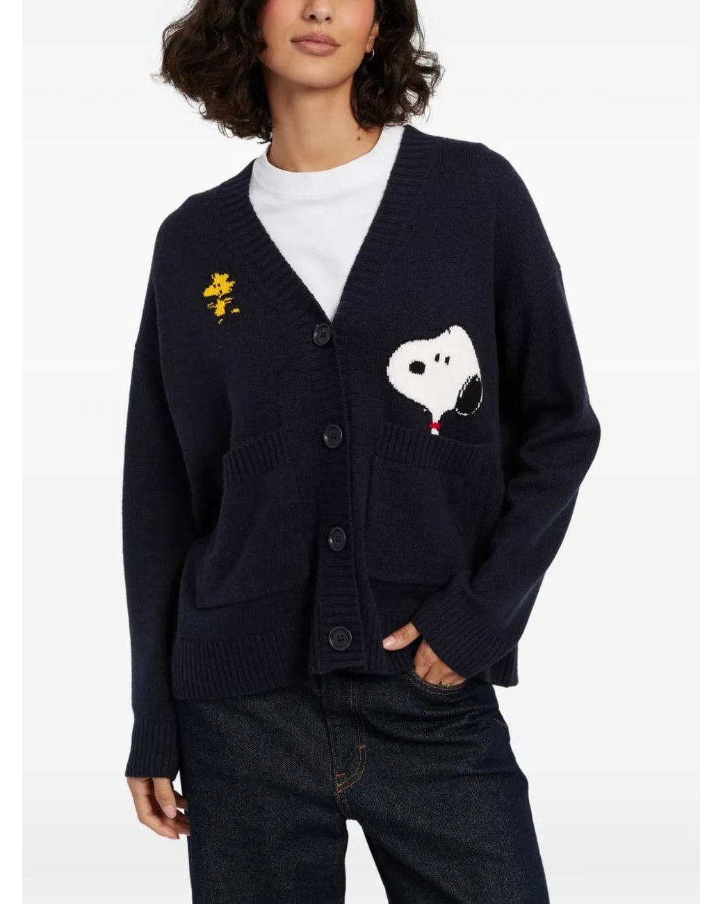 Chinti & Parker Black Snoopy Peek Pocket Cardigan