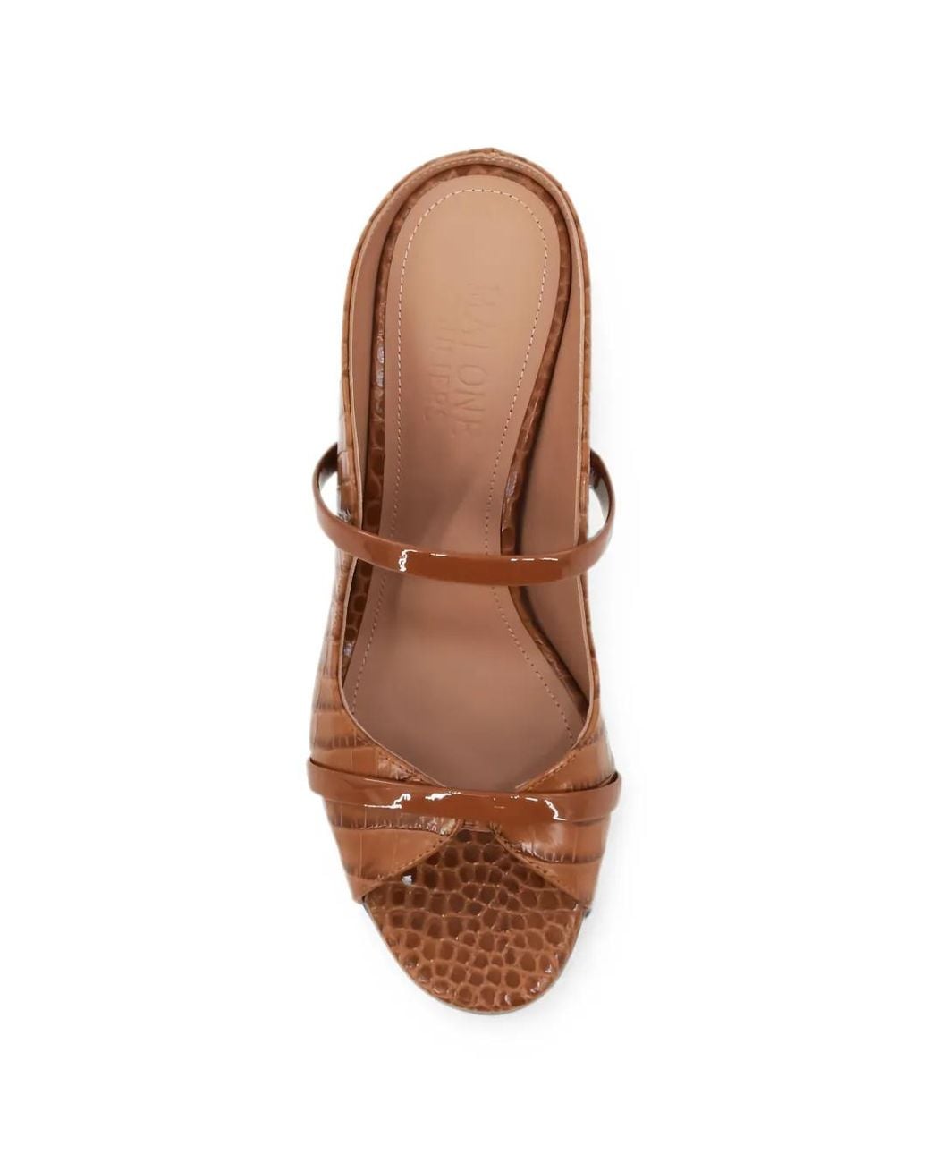 Malone Souliers Brown Croc-Effect Patent Leather Sandals