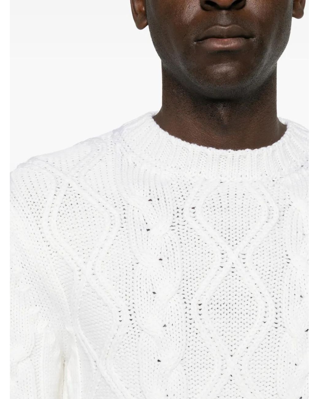 Paul & Shark White Cable-Knit Wool Sweater for men