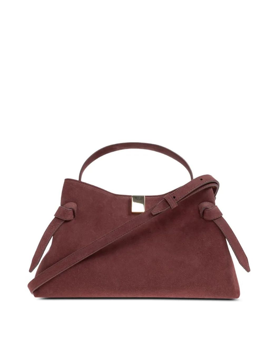 Yuzefi Purple Gyoza Knot-Detail Suede Tote Bag