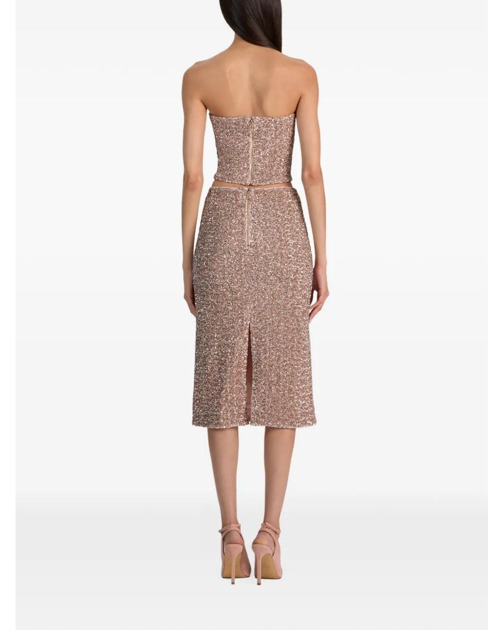 Alice + Olivia Pink Cosette Sequin-Embellished Strapless Bustier