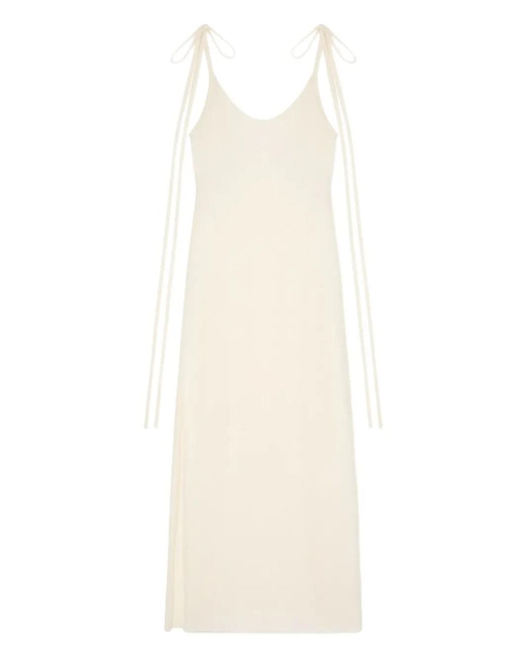 Alanui White Finets Tied-Strap Side-Split Maxi Dress