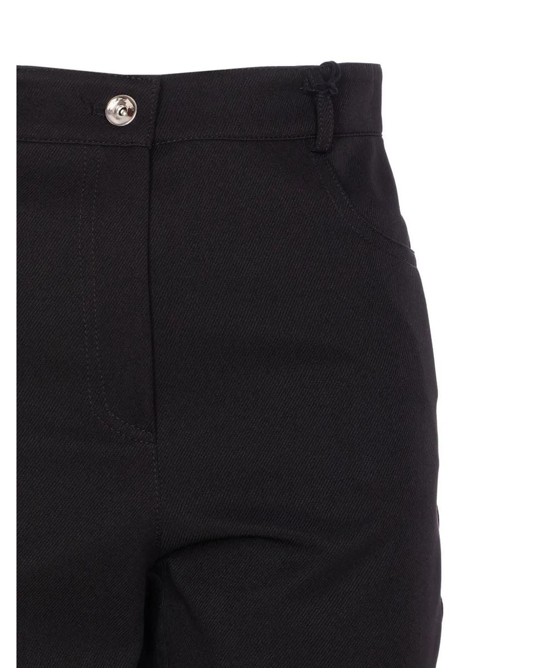Patrizia Pepe Blue Logo-Patch Button Trousers