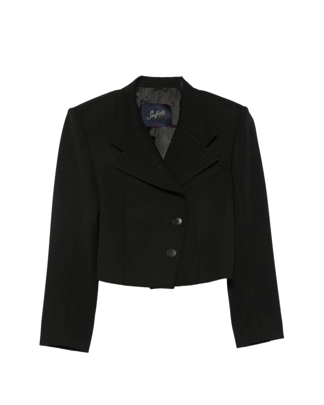 Seafarer Black Liv Double-Breasted Cropped Blazer