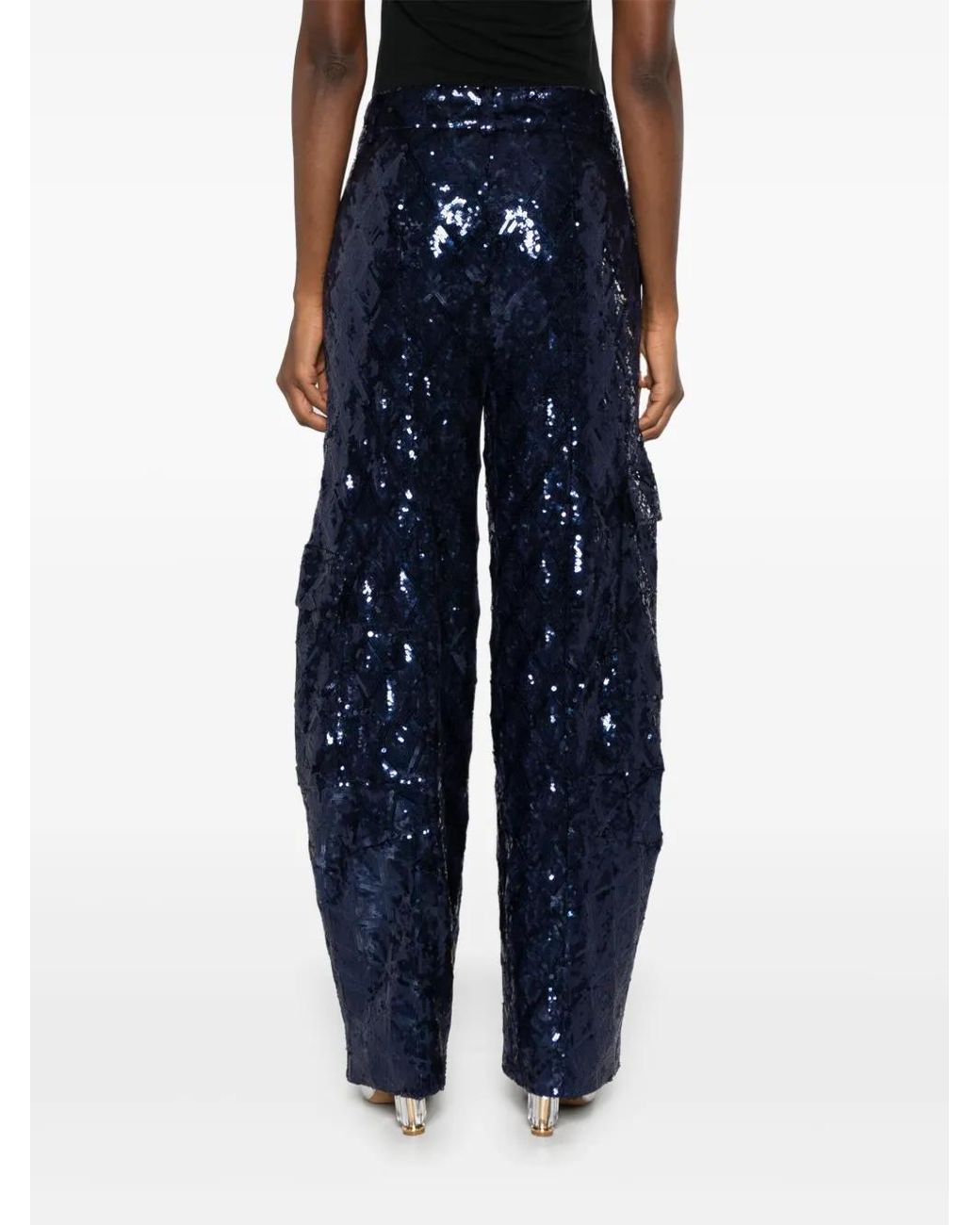 ROTATE BIRGER CHRISTENSEN Blue Sequin Cargo Pants