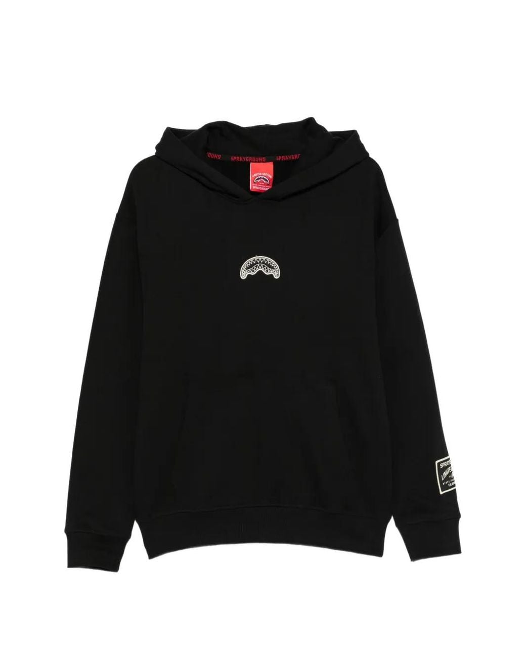 Sprayground Black Pure Regular Logo-Patch Hoodie for men