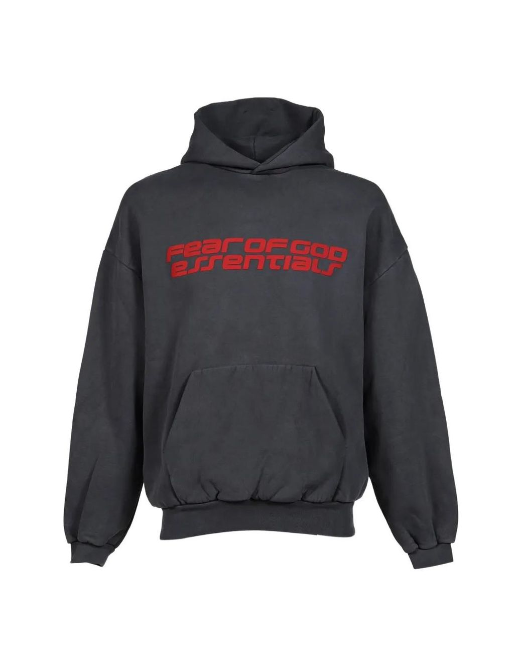 Essentials Gray Logo-Print Cotton Hoodie for men