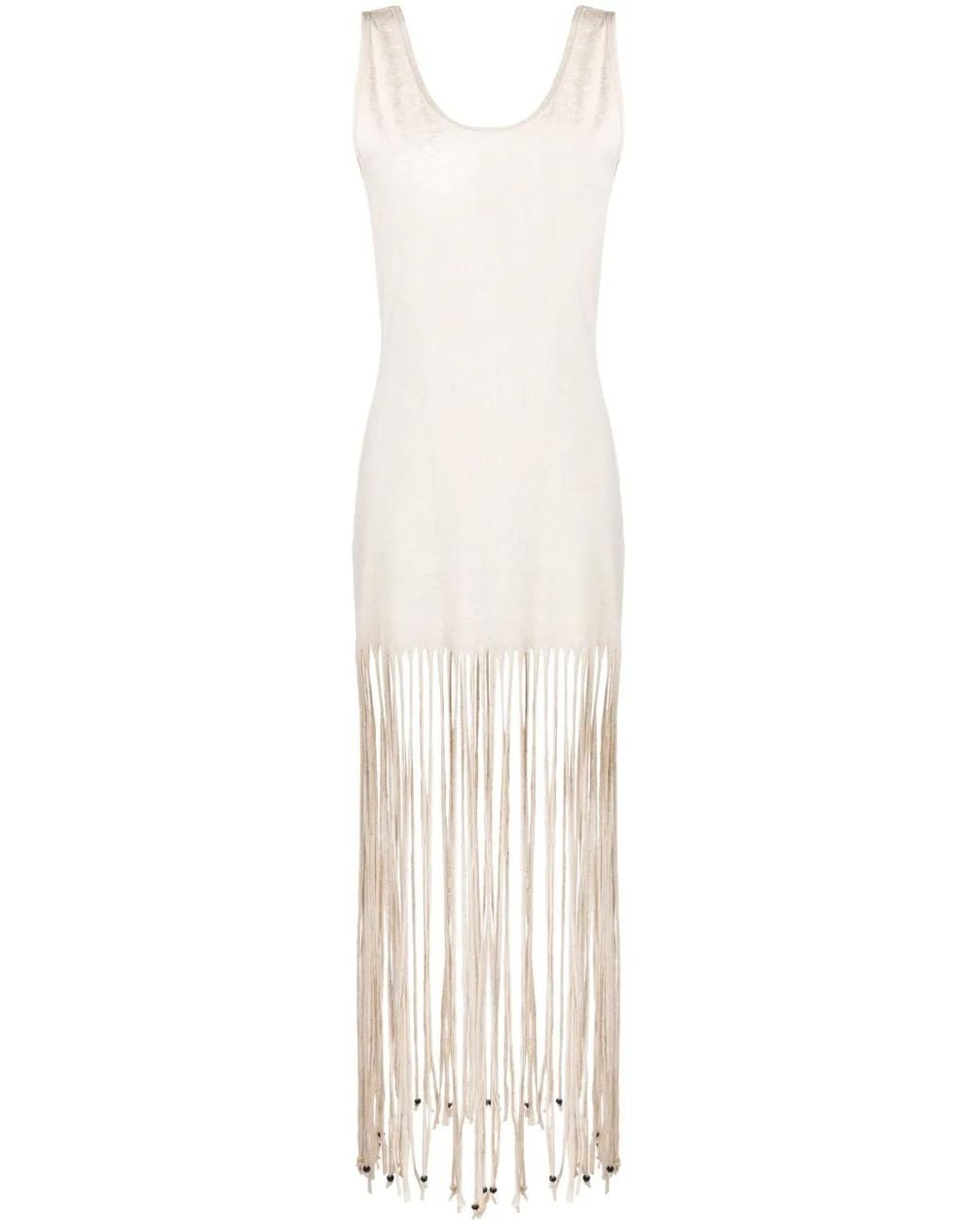 Alanui White Monsoon Fringed Maxi Dress