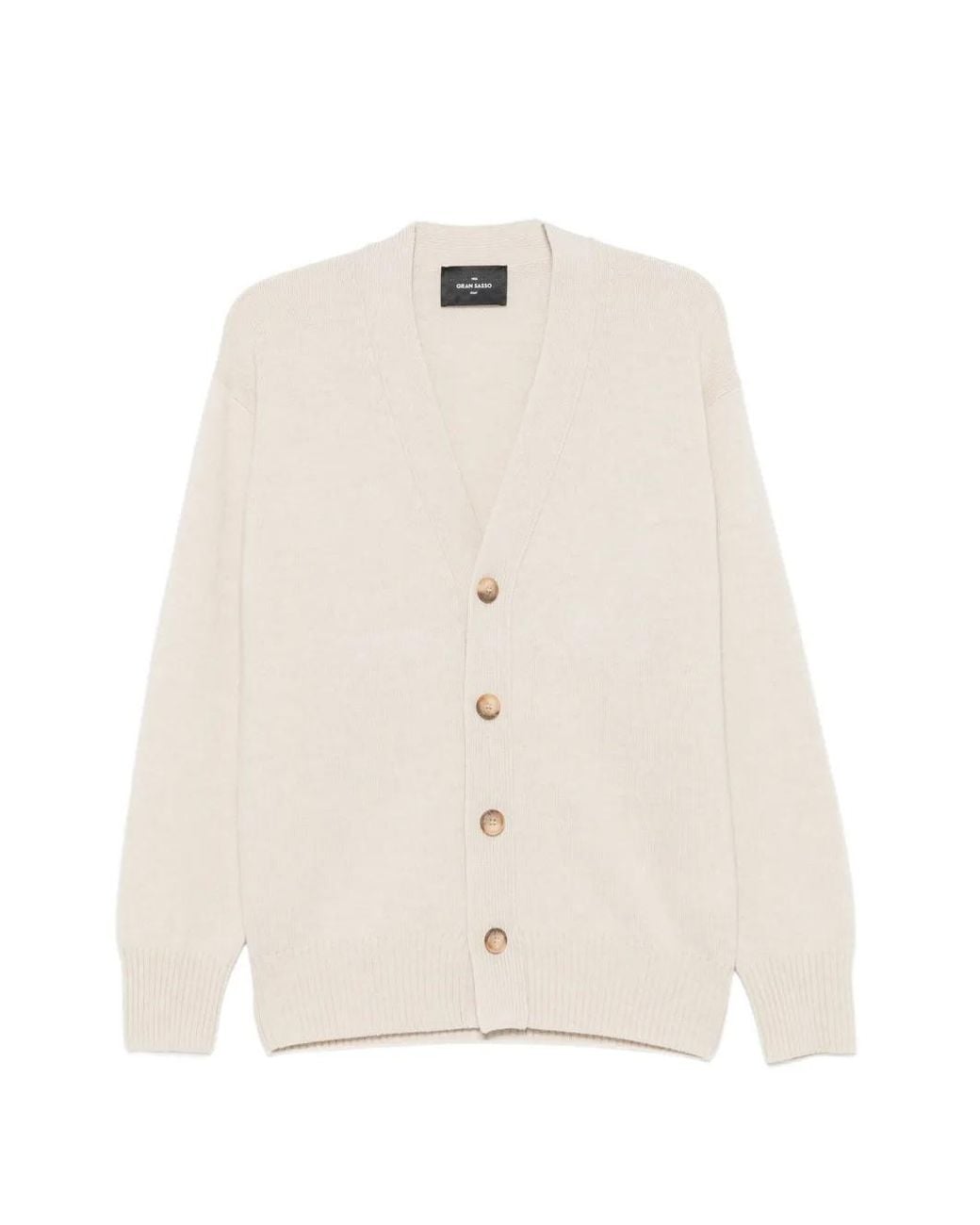 Gran Sasso White Button-Up V-Neck Cardigan for men