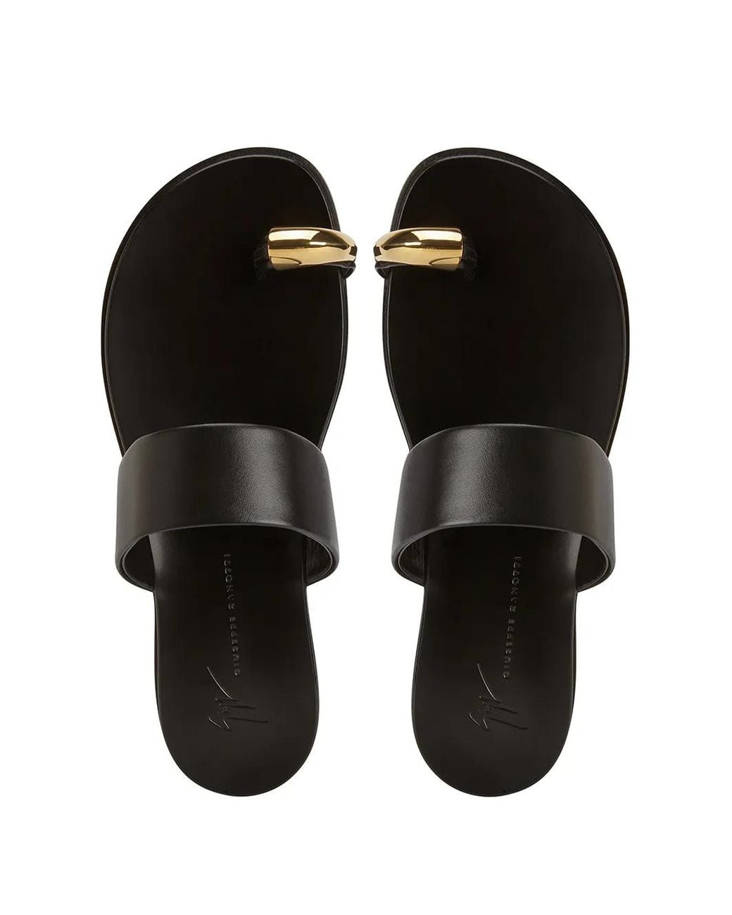 Giuseppe Zanotti Black Norbert Leather Toe-Loop Sandals for men