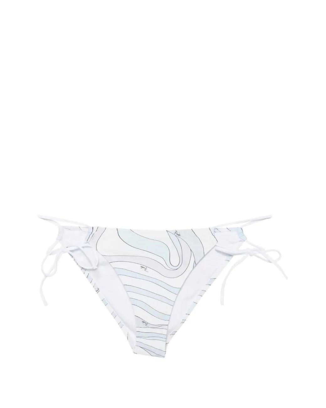 Emilio Pucci White Iride-Print Side-Tie Bikini Bottoms
