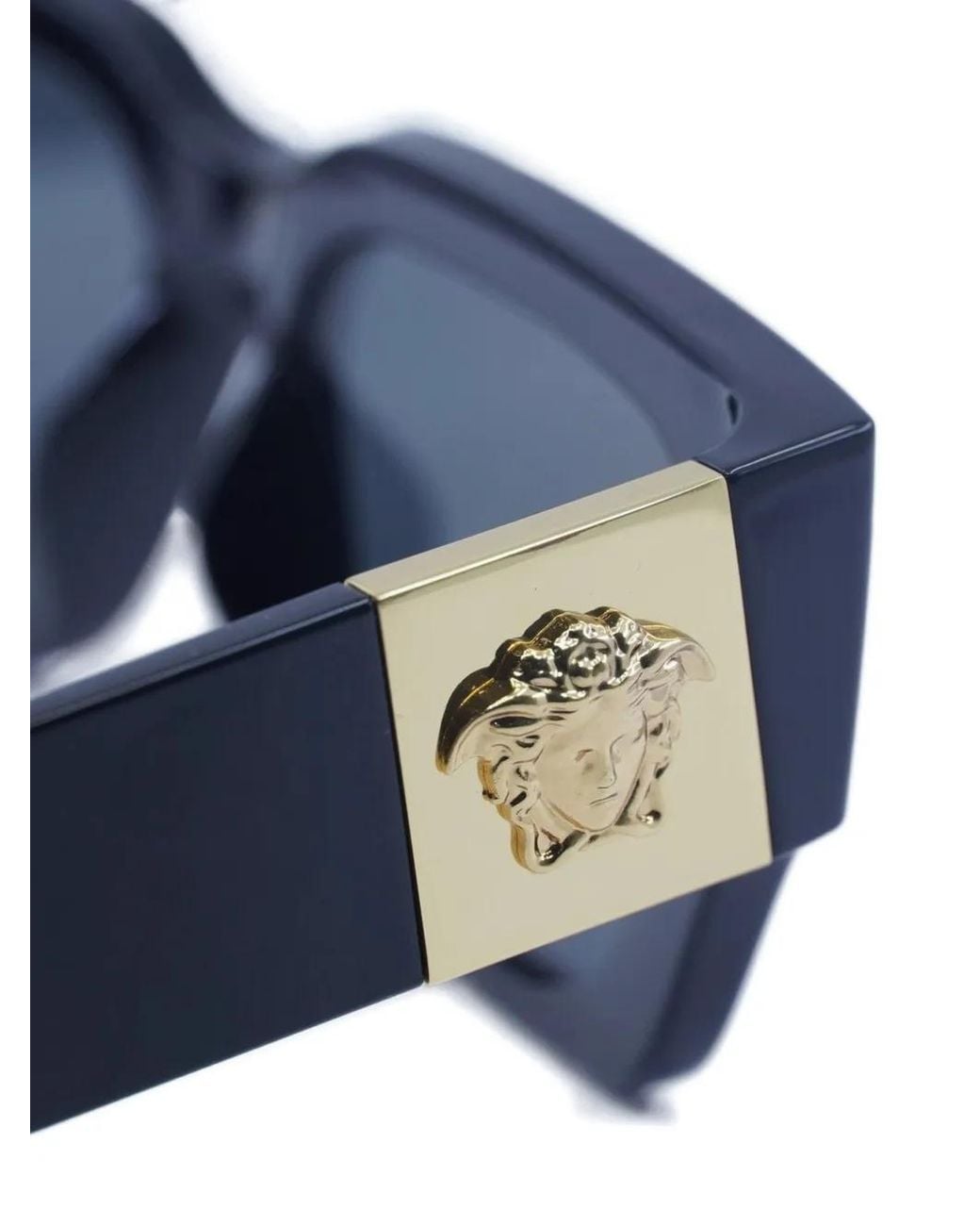 Versace Blue Medusa-Embellishment Square-Frame Sunglasses