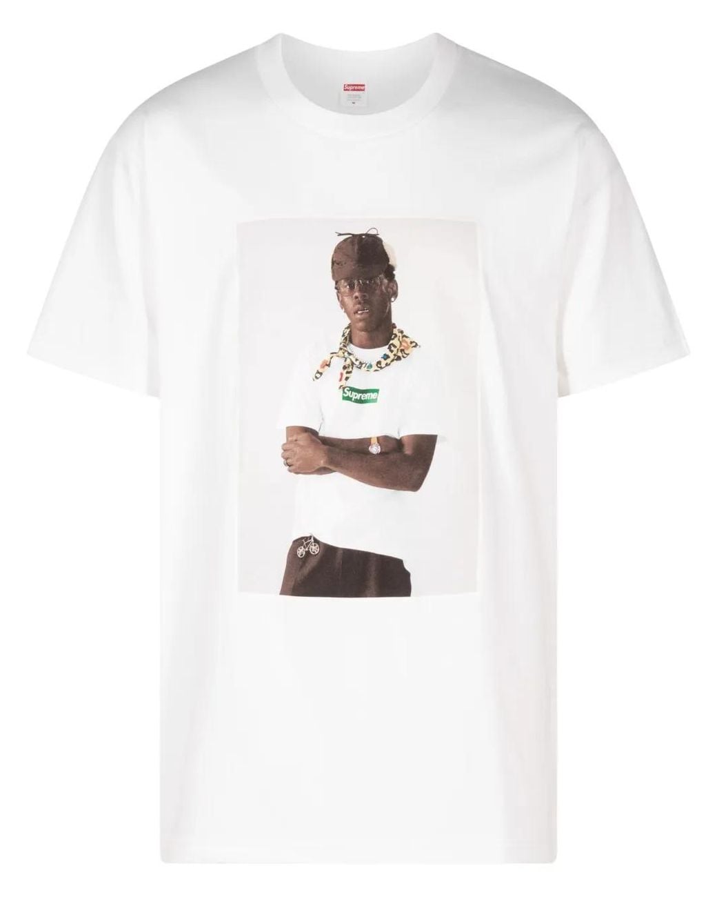 Supreme White Graphic Printed Cotton Jersey T-Shirt for men