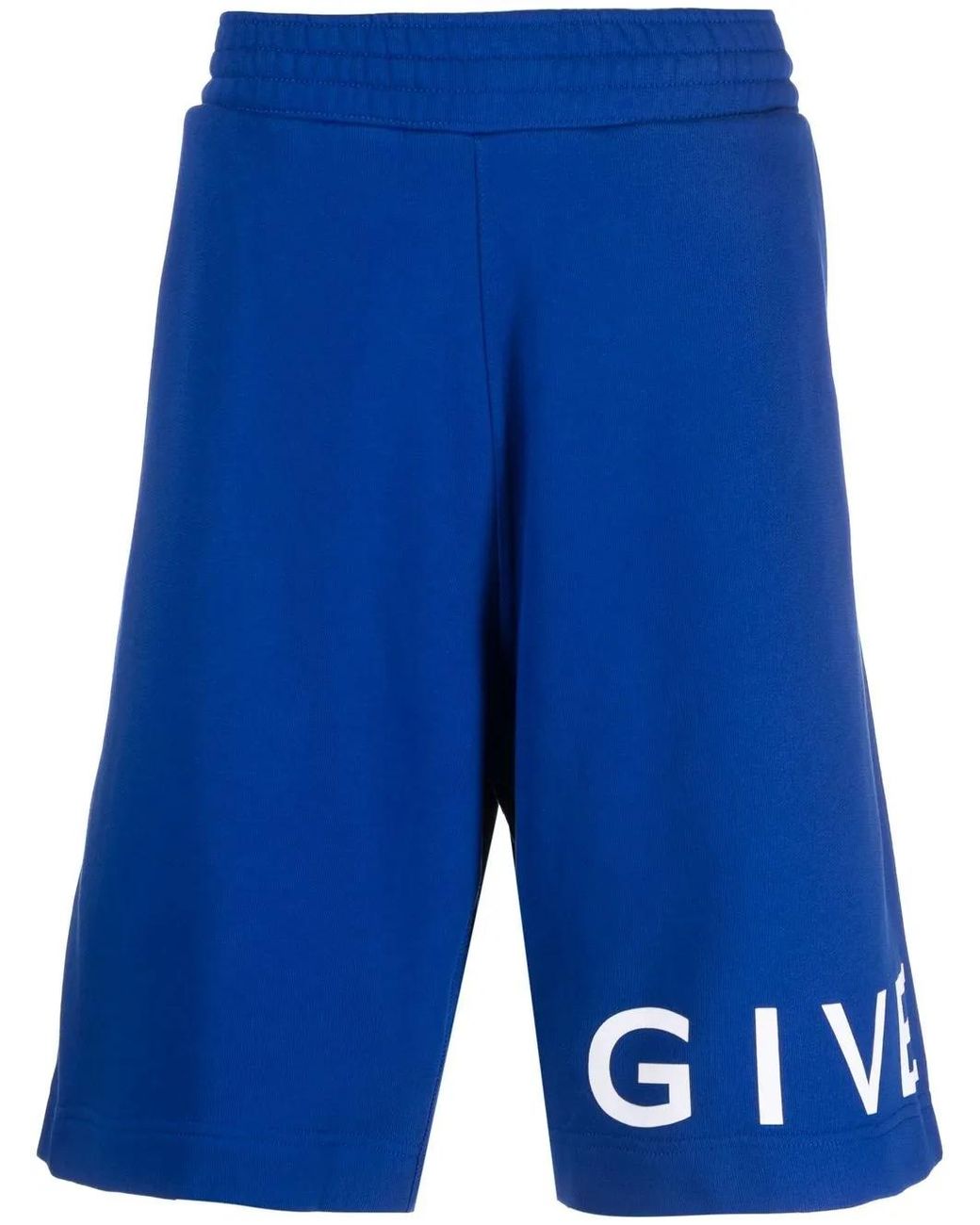 Givenchy Blue Logo-Print Knee-Length Track Shorts for men