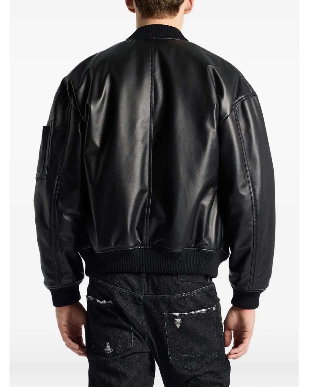 DSquared² Black Leather Cyprus Bomber Jacket for men