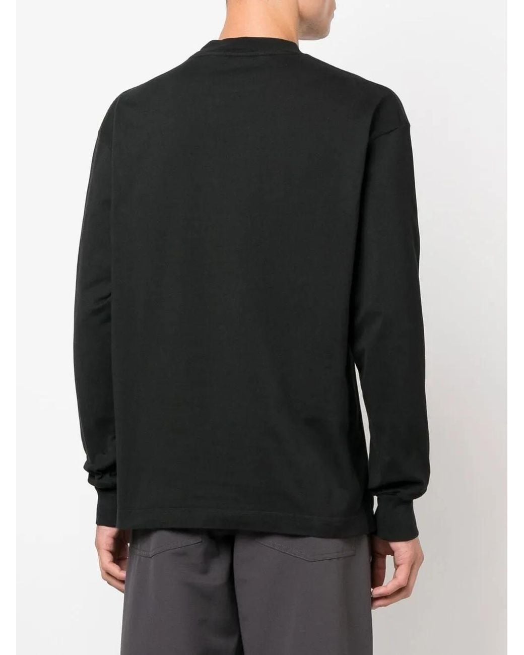 Palm Angels Black Burning Logo Classic L/s Tee for men