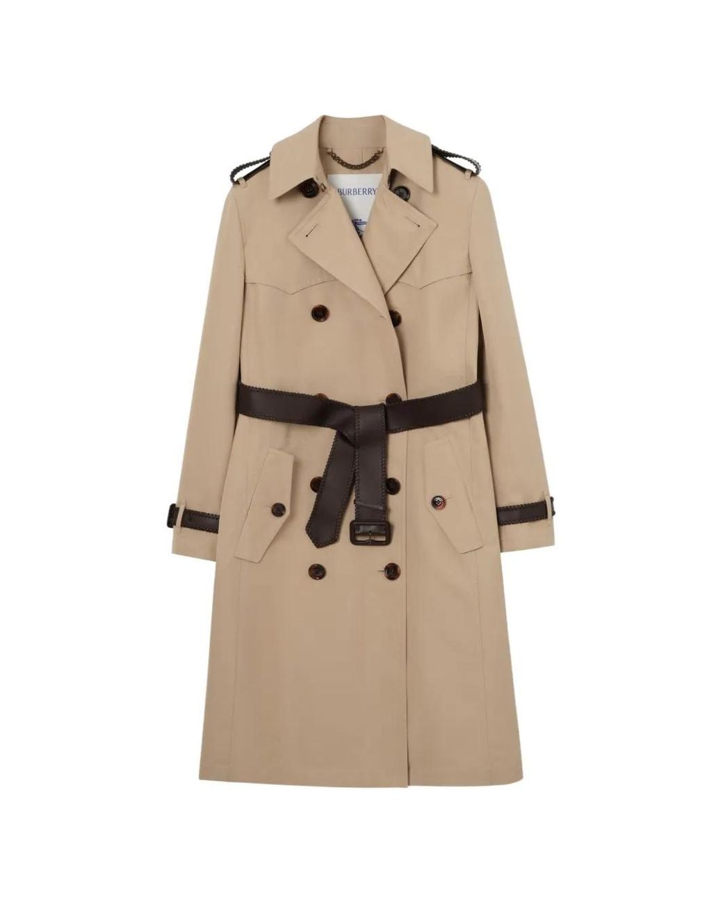 Burberry Natural Long Silk Cotton Foxfield Trench Coat