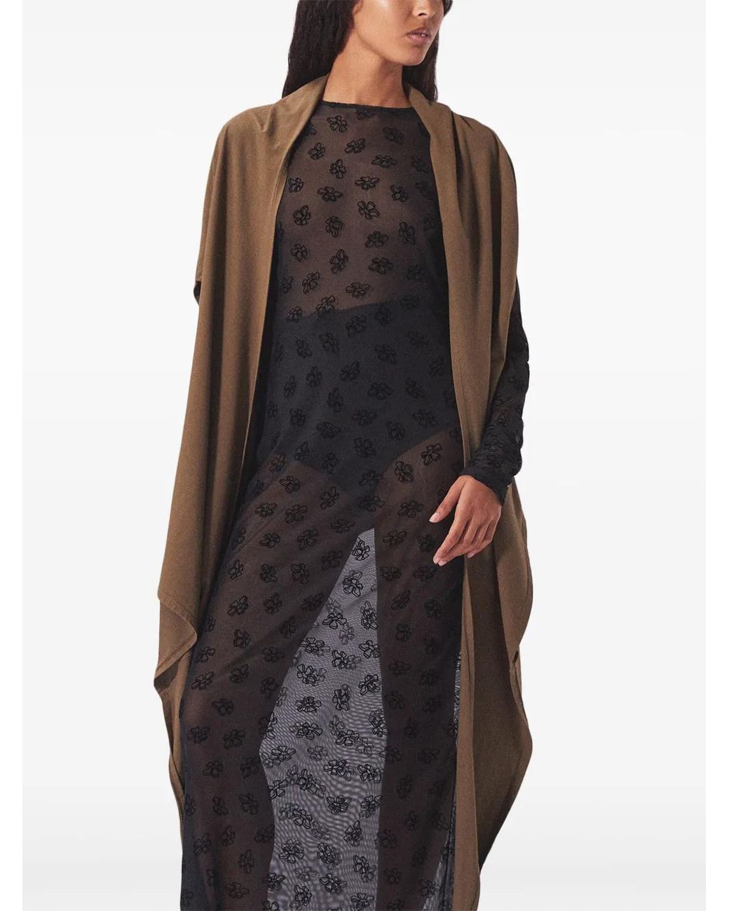 MACCAPANI Brown Hooded Wraparound Top