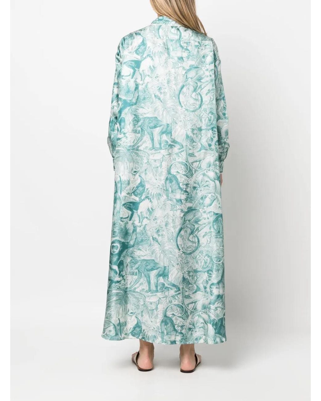 F.R.S For Restless Sleepers Blue Forest-Print Shirt Dress