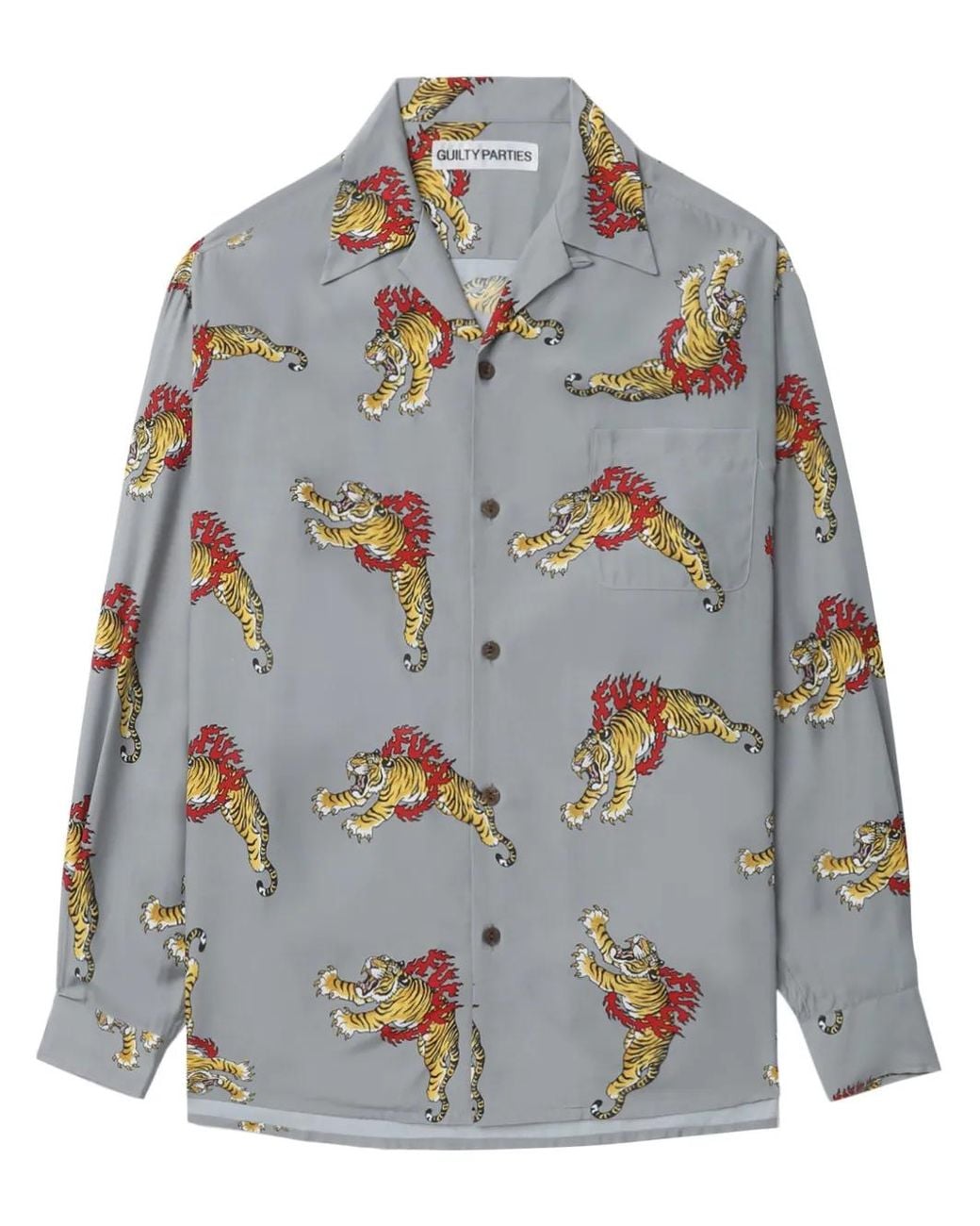 Wacko Maria Gray X Tim Lehi Tiger-Print Shirt for men