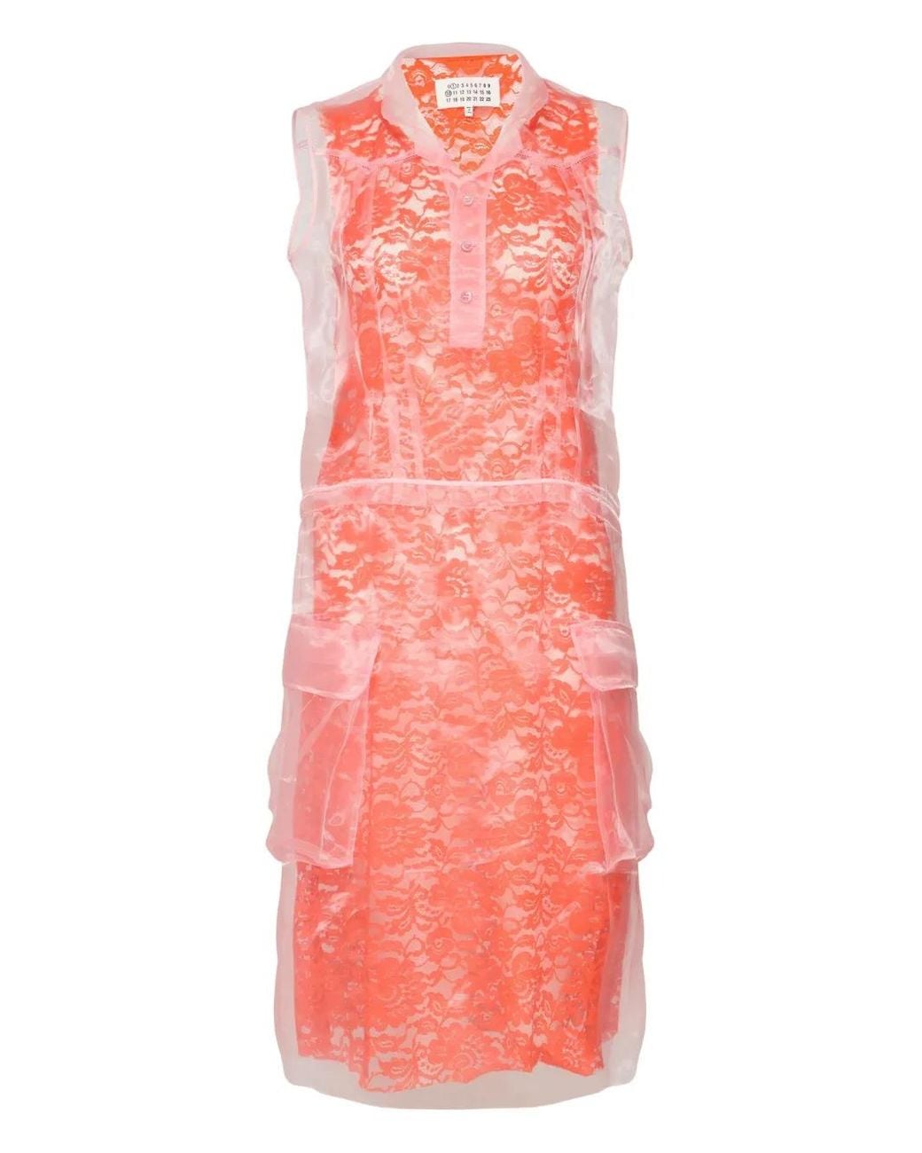 Maison Margiela Pink Robe Mi-Longue À Design Superposé