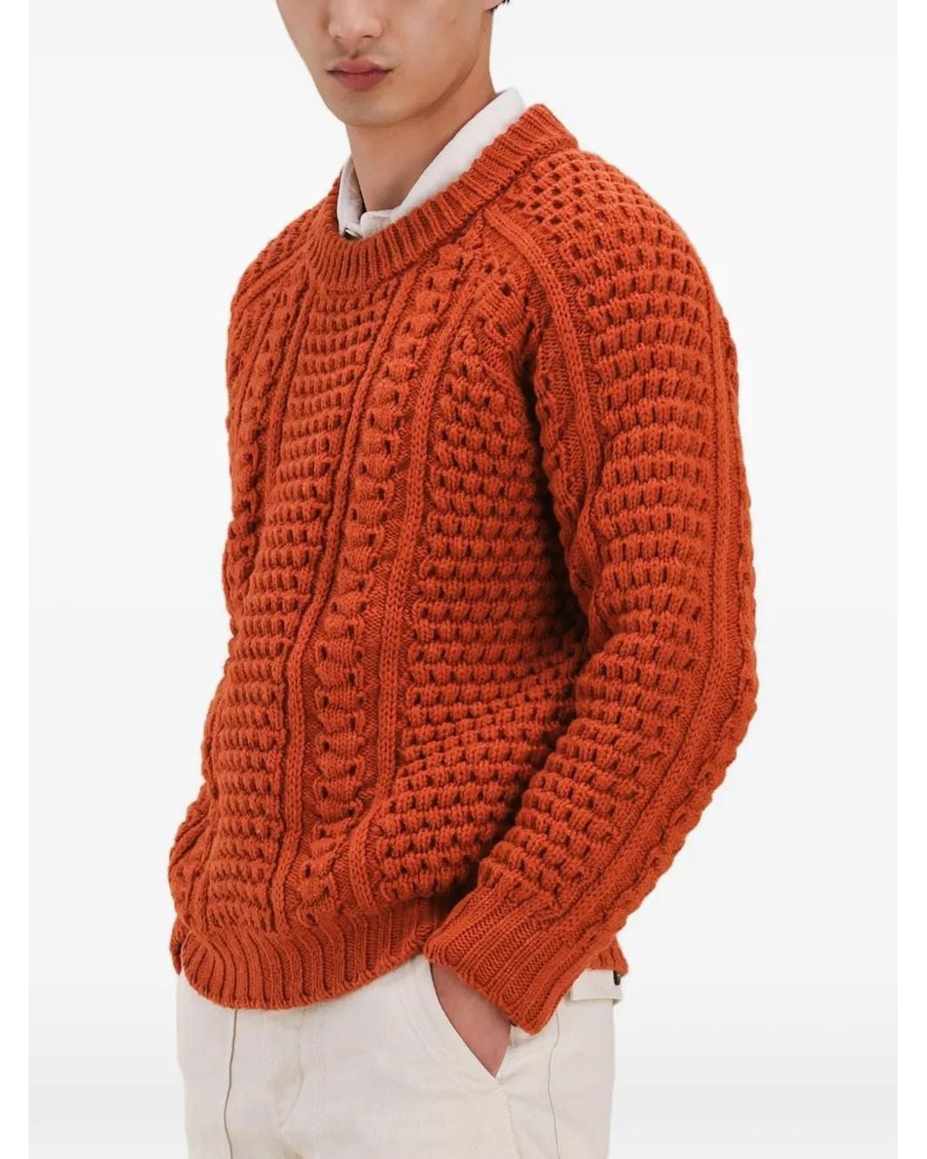 Fortela Red Cable-Knit Sweater for men