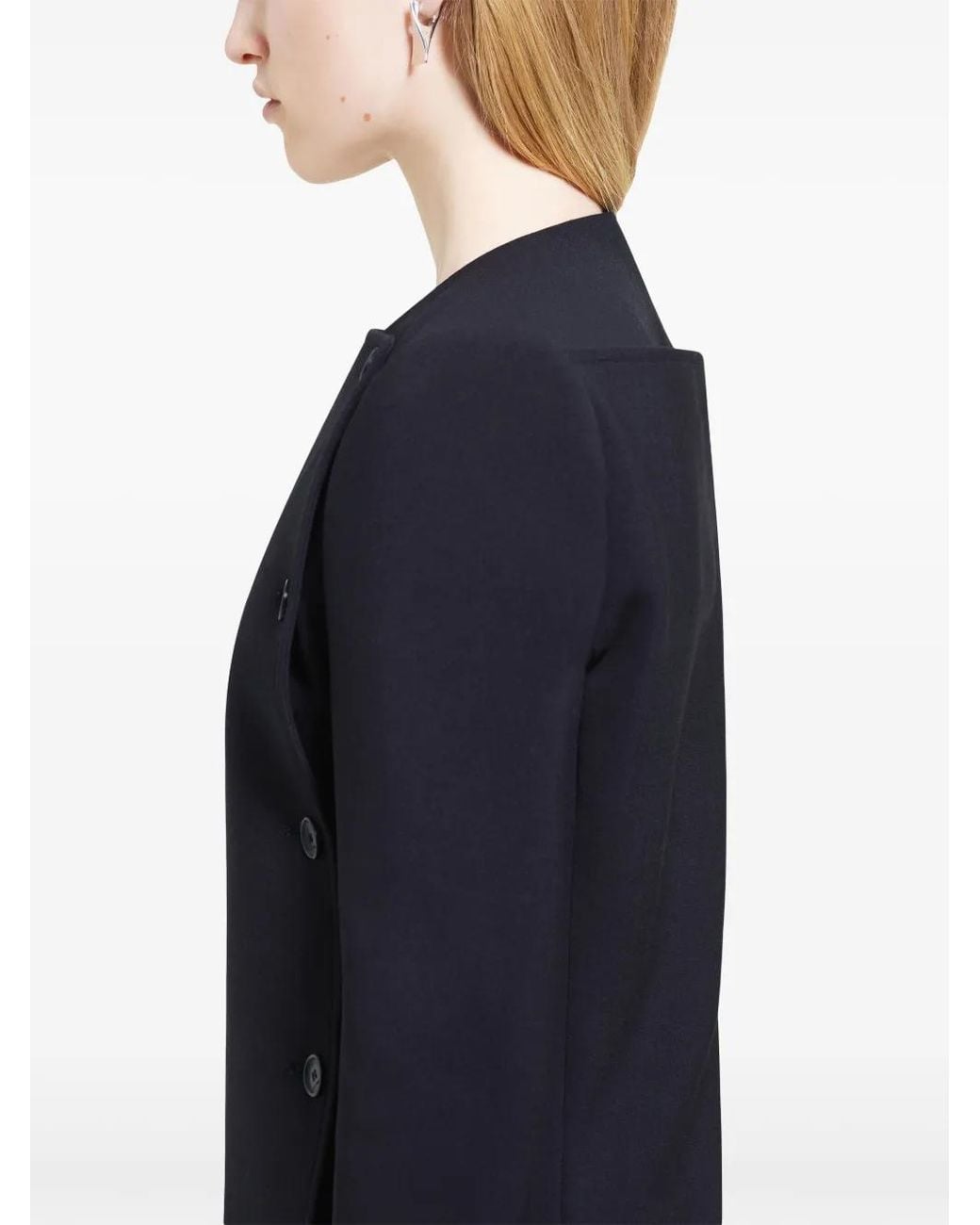 Courreges Blue Buttoned Tailored Coat