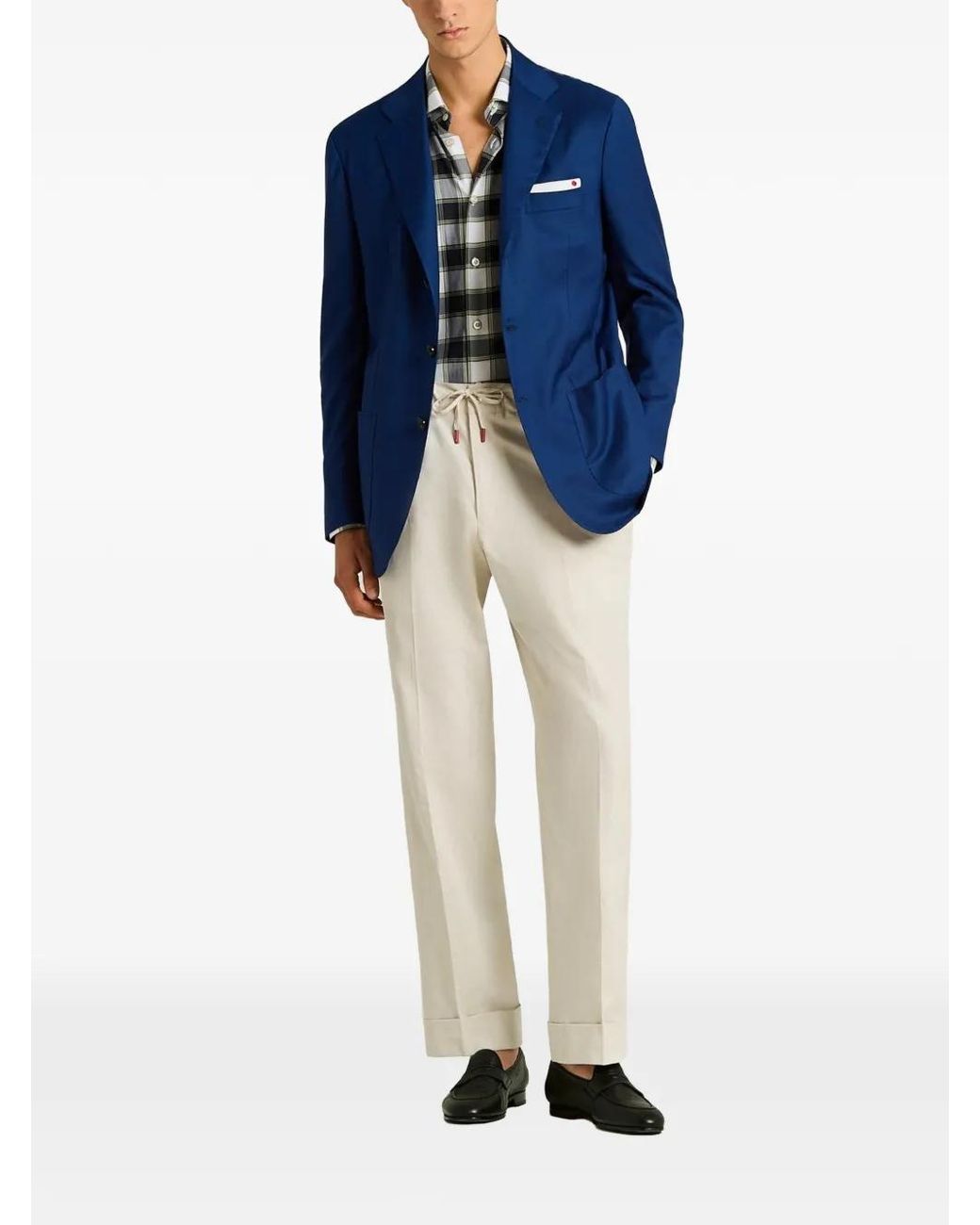 Kiton White Drawstring Elasticated-Waist Tailored Trousers for men