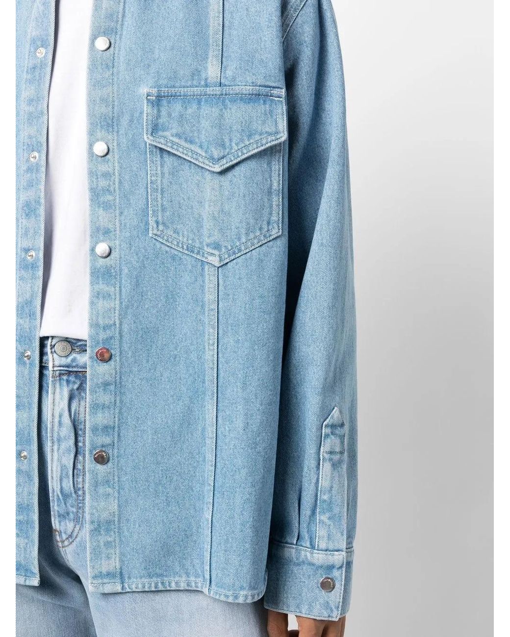 Nanushka Blue Button-Up Denim Shirt for men