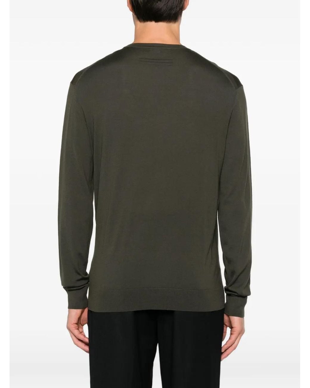 Zegna Green Crew-Neck Long-Sleeve Sweater for men