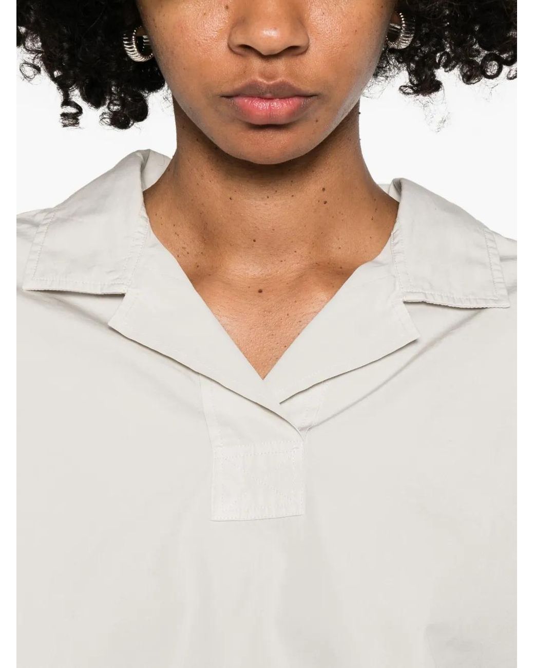 MHL by Margaret Howell White Notched-Collar Blouse