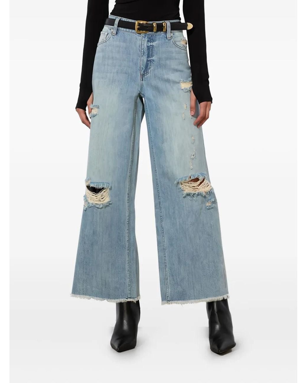 Alice + Olivia Blue Devoe Ankle Jean