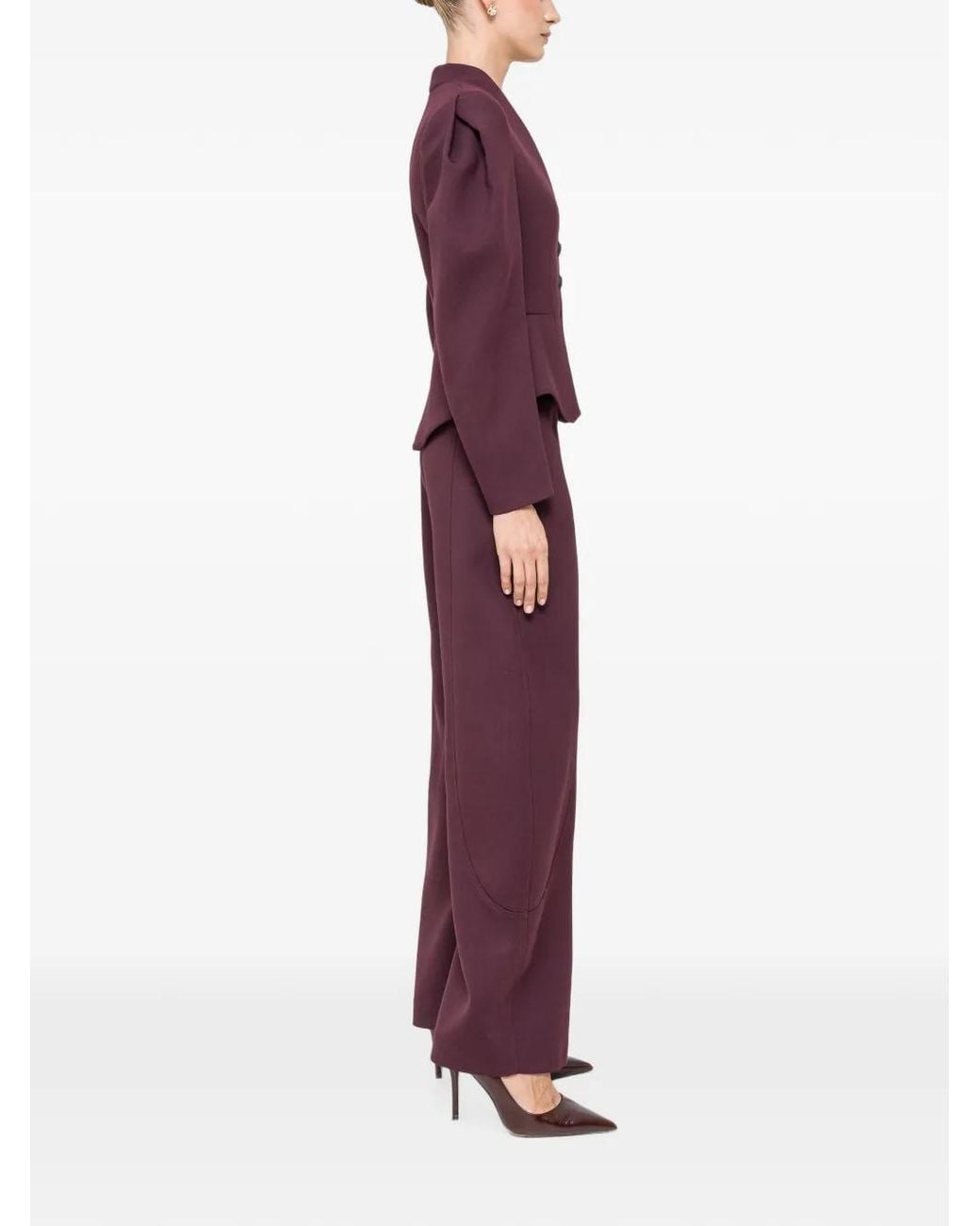 Nissa Purple Tailored Wool V-Neck Jacket