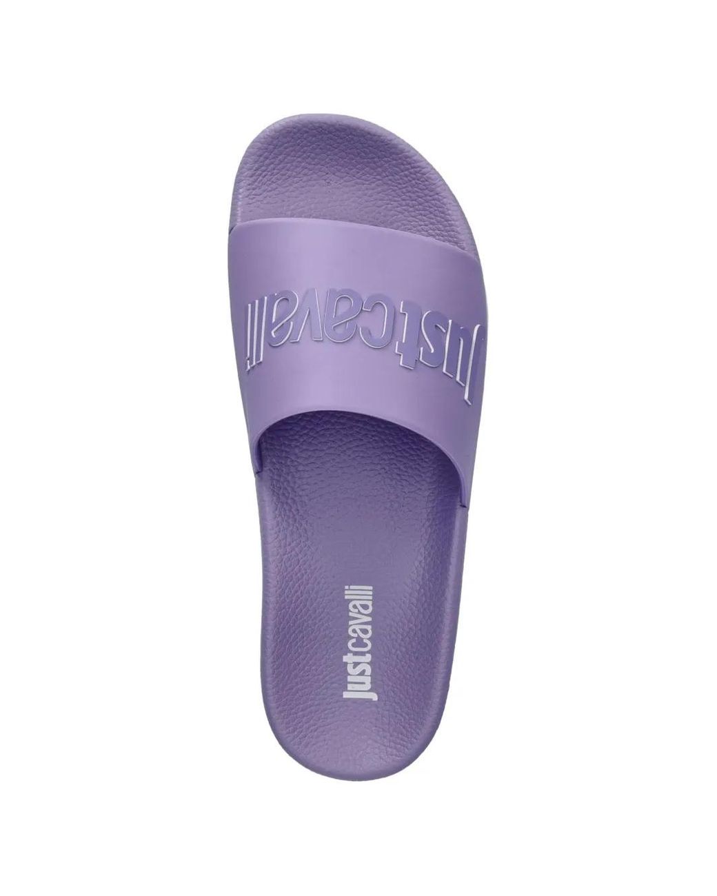 Just Cavalli Purple Logo-Embossed Slides