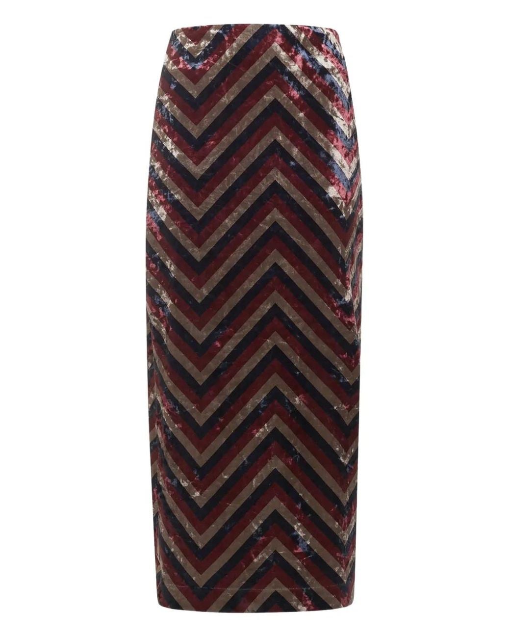 Pierre Louis Mascia Brown Chevron-Motif Maxi Skirt